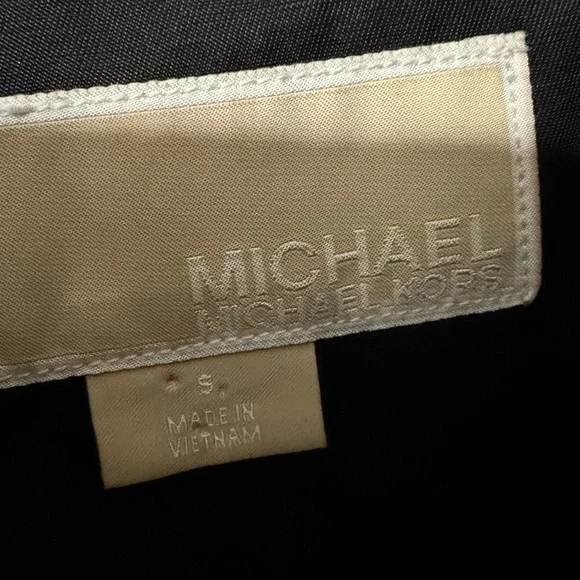 MICHAEL Michael Kors Black Trench Coat Size Small Gold Button Down Hooded - Picture 7 of 13